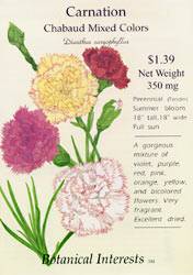 Carnation Chabaud Mixed Colors Seeds
